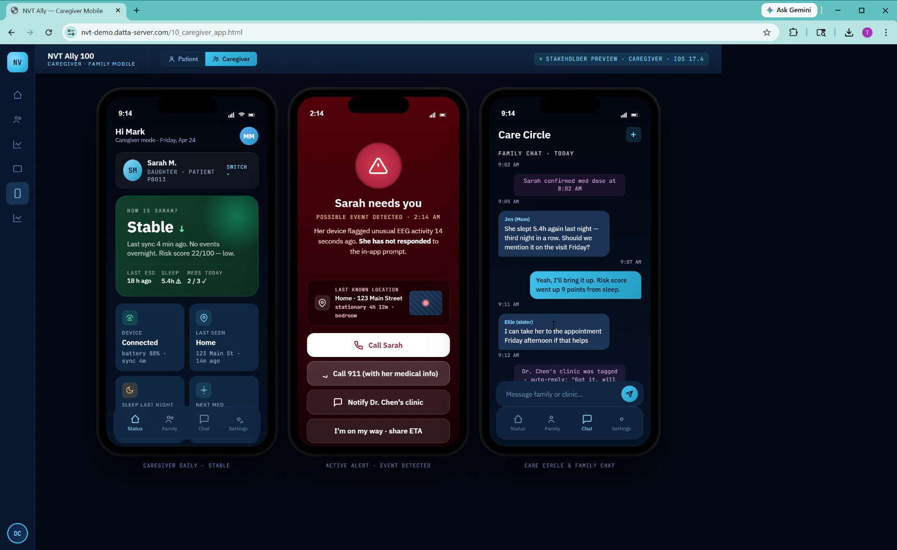 Patient app care team communication