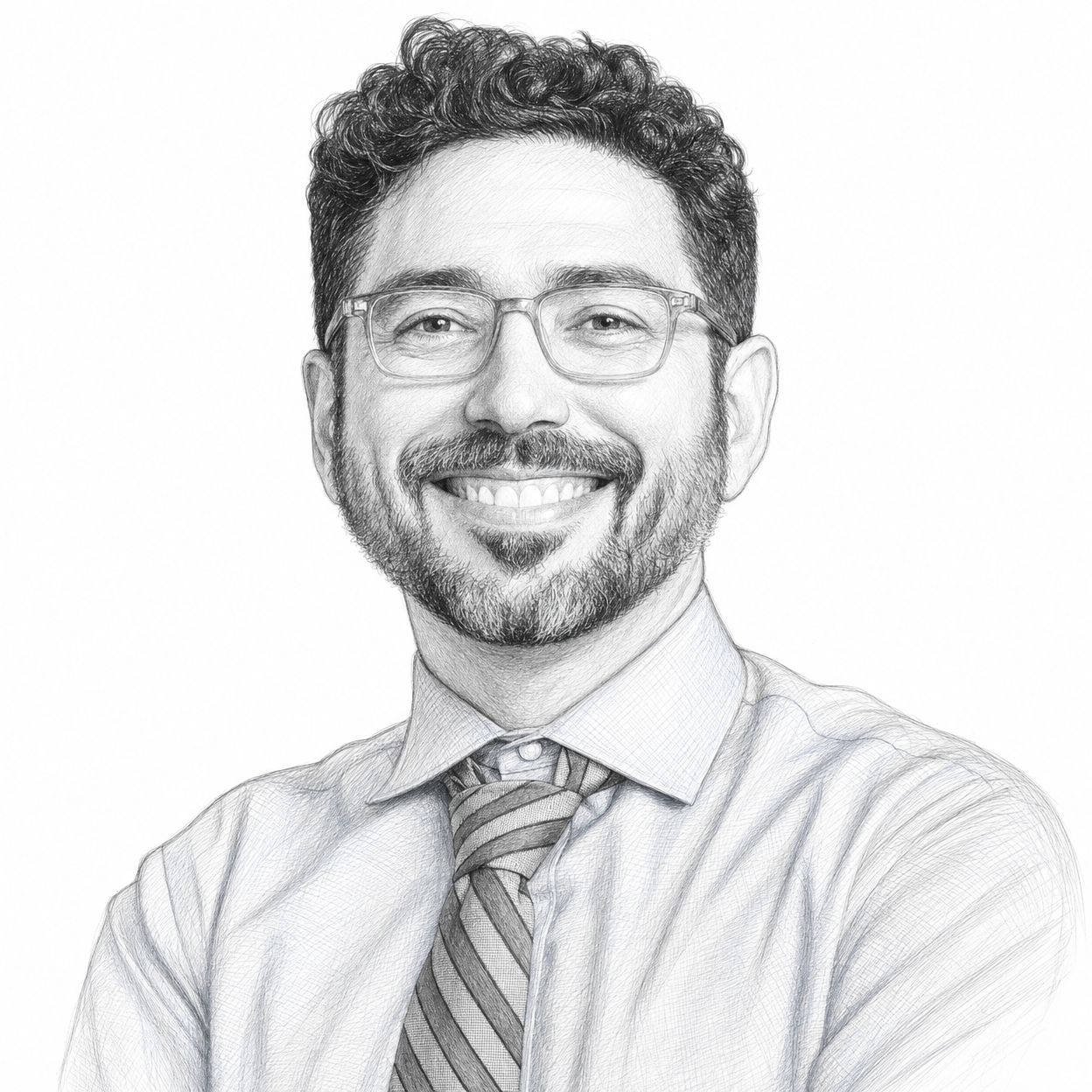 Pencil sketch portrait of Daniel Friedman, MD, MSc