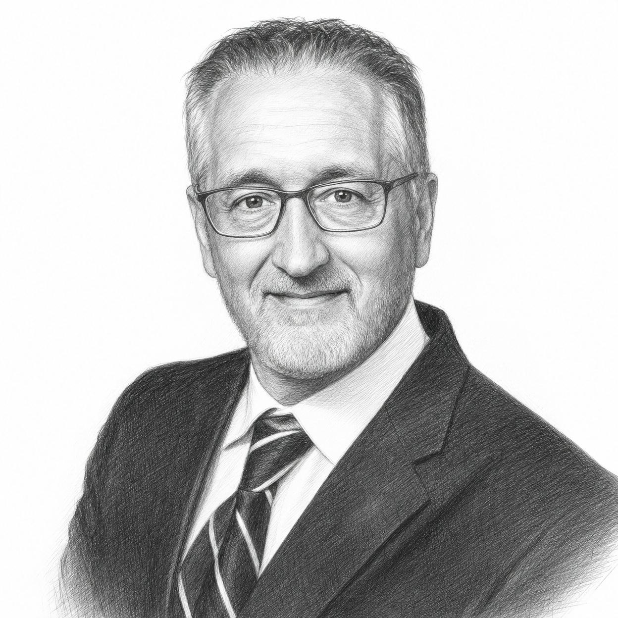 Pencil sketch portrait of Ruben Kuzniecky, MD