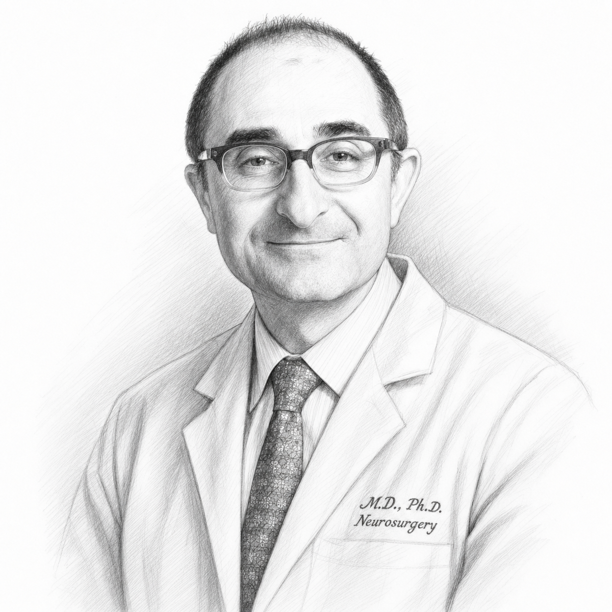 Pencil sketch portrait of Werner Doyle, MD